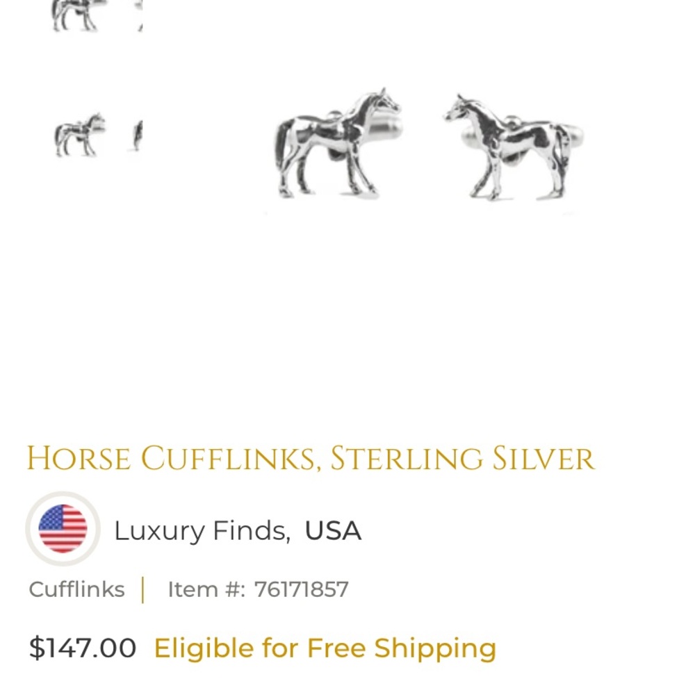 Sterling Silver Horse Cufflinks